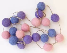 De Kulture Handmade Premium Wool Felt POM POM Garland Eco Friendly Halloween Wall Hanging Home Office Theme Party Holiday Decoration Banner 48 Inches Long INDIGO PINK & PURPLE SET OF 2